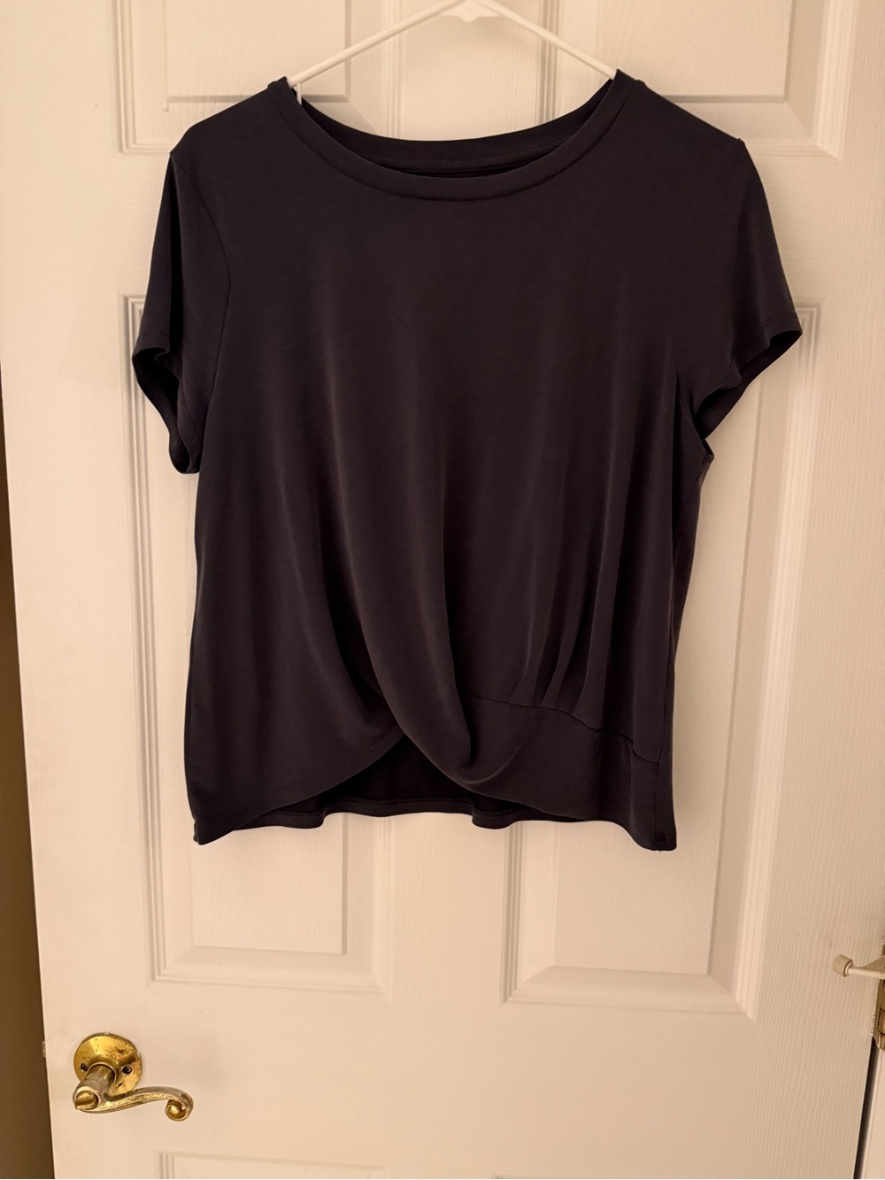 Pink Rose Black Twist-Front Short Sleeve Tee